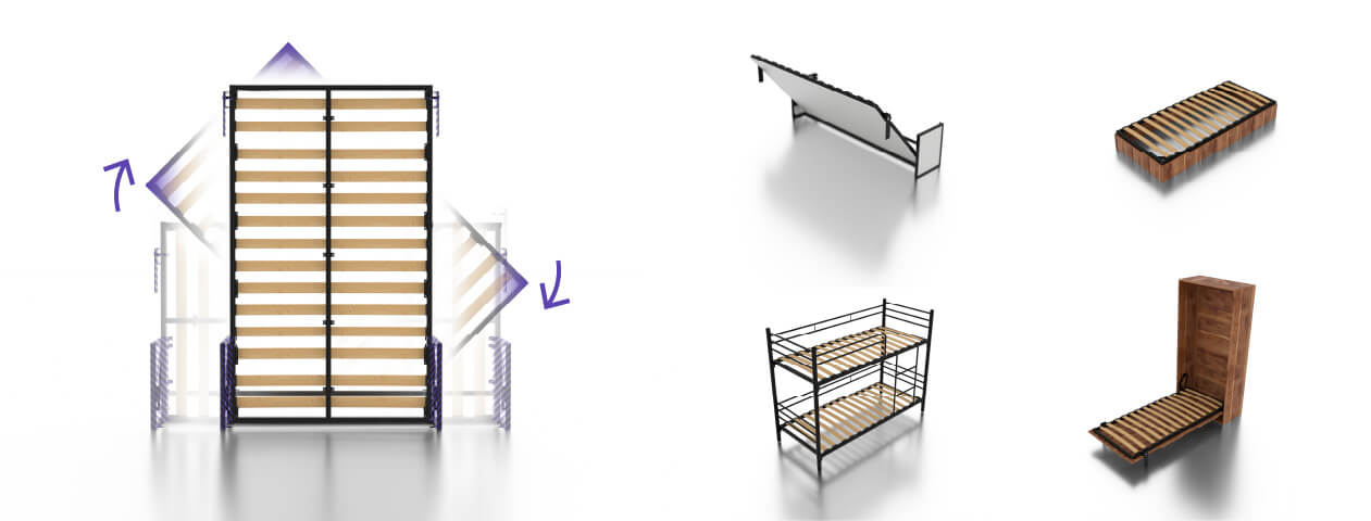 Migliora con i tuoi tempi, con scrivanie, armadi o divani. TypeFlex trasforma il tuo letto
