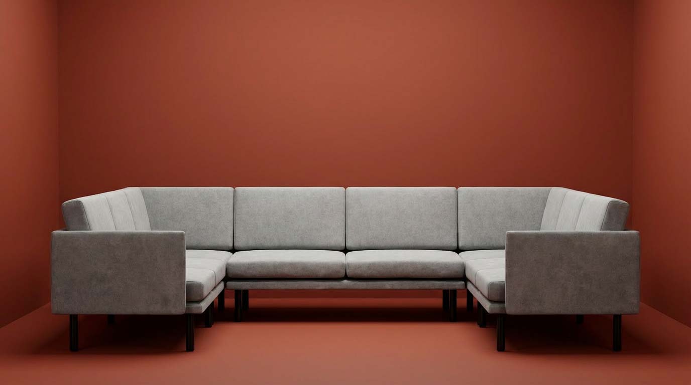 Close-up of Morphy Sofa industrial-grade metal frame construction, engineered for long-term durability and lifetime warranty support