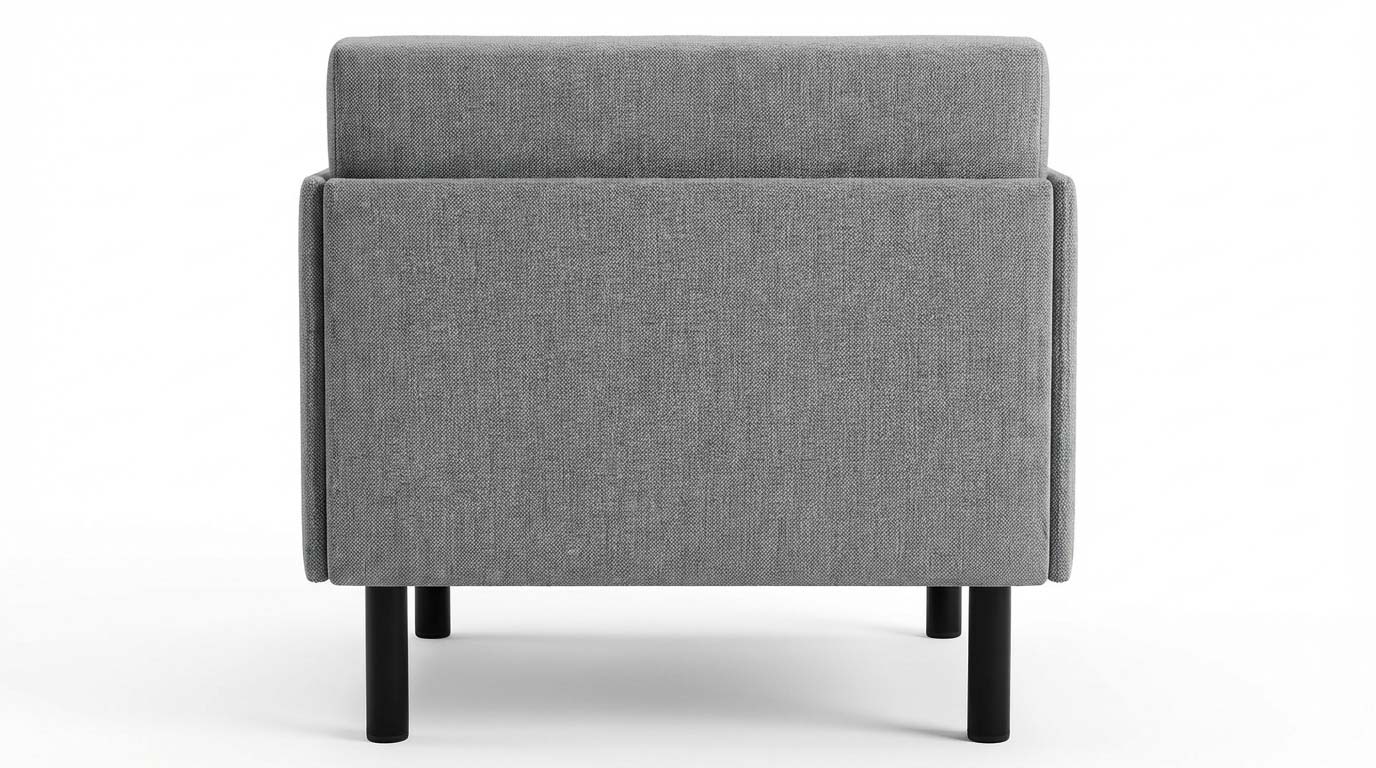 Rear view of a single Morphy Sofa armchair module showing the upholstered back and metal leg structure