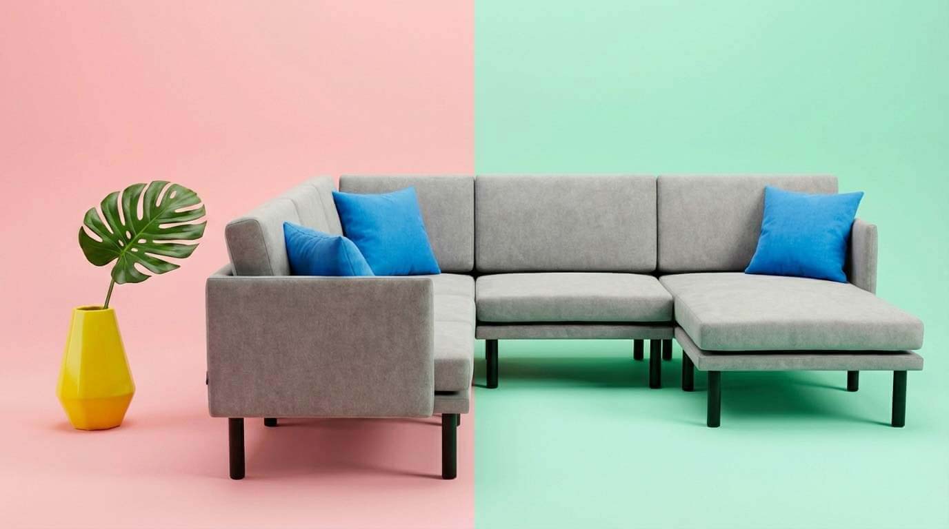 Morphy modular sofa in a U-shaped configuration with wraparound seating and chaise ends for social lounging and larger rooms